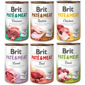 BRIT Paté & Meat Mix Geschmacksrichtungen - Nassfutter für Hunde - 6x800g