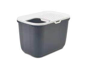 SAVIC HOP Anthrazit mit Weißem Deckel – Katzentoilette – 58,5x39x39,5 cm – 1 Stk.