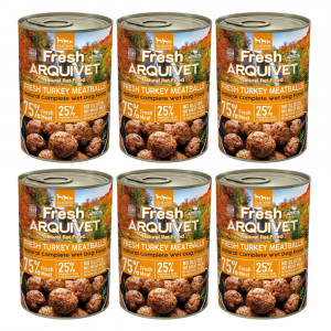 ARQUIVET Frische Truthahn-Fleischbällchen - Nassfutter für Hunde - 6x400g