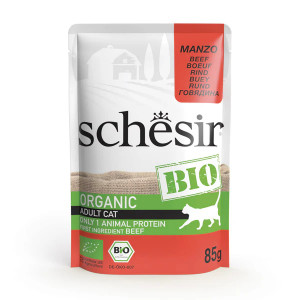 SCHESIR Bio Rindfleisch in Pastete – Nassfutter für Katzen – 85 g