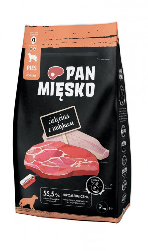 PAN MIĘSKO Veal with turkey XL - trockenfutter für Hunde - 9kg
