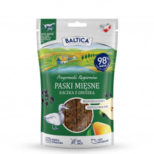 BALTICA Przysmaki Regionów Mono Fleischstreifen Ente mit Birne – Leckerli für Hunde – 90 g