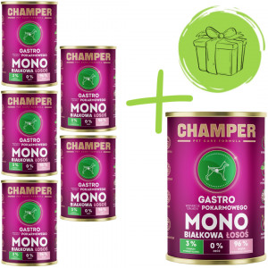 CHAMPER Gastro Monoprotein Lachs - Nassfutter für Hunde - 5x400g + 400g GRATIS
