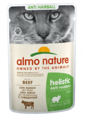 ALMO NATURE Hairball - Nassfutter für ausgewachsene Katzen - Rind - 70g