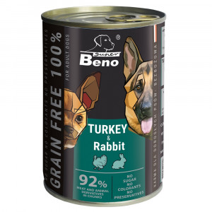 SUPER BENO Turkey and rabbit - nassfutter für Hunde - 415g