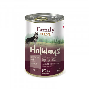 FAMILY FIRST Holidays Adult Venison, goose, apple - Nassfutter für Hunde - 400 g