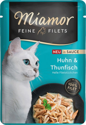 MIAMOR Fine Filets Chicken with tuna in sauce - nassfutter für Katzen - 100g