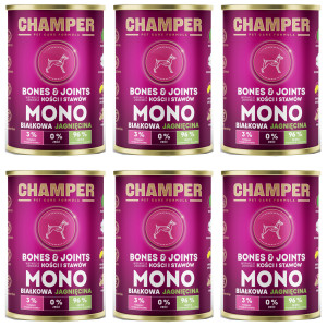 CHAMPER Bones & Joints Monoprotein Lamm – Nassfutter für Hunde – 6×400 g