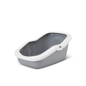 SAVIC ASEO Grau mit weißem Rand - offene Katzentoilette - 56x39x27,5 cm - 1 Stk.