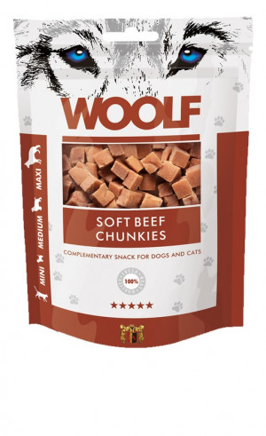 WOOLF Soft Beef chunkies - Leckerli für Hund und Katze - 100g
