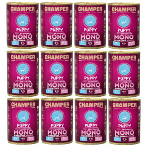 CHAMPER Puppy Monoprotein Lachs – Nassfutter für Welpen – 12×400 g