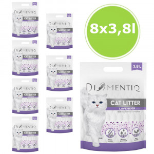 DIAMENTIQ Lavendel Silikon-Katzenstreu ohne Klumpenbildung - 8x3,8 Liter