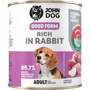 JOHN DOG Good Form Rich in rabbit - Nassfutter für Hunde - 800g