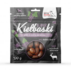SYTA MICHA Superwürste mit Hirsch und schwarzer Johannisbeere – Delikatesse für Hunde – 100 g