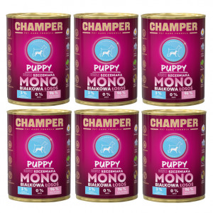 CHAMPER Puppy Monoprotein Lachs – Nassfutter für Welpen – 6×400 g