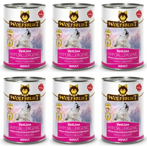 WOLFSBLUT VetLine Hypoallergenic Horse - Nassfutter für Hunde - 6x395g