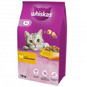 WHISKAS Adult mit Huhn - Trocken-Alleinfuttermittel für ausgewachsene Katzen - 14 kg