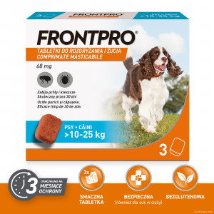 FRONTPRO Floh- und Zeckentabletten für Hund (>10-25 kg) - 3x 68mg 