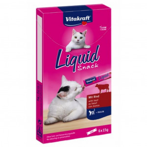 VITAKRAFT Cat Liquid-Snack with beef - Katze behandeln - 6 x 15g