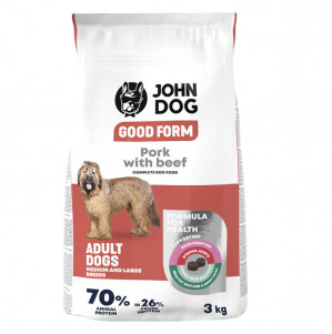 JOHN DOG Good Form Medium and large breeds Pork with beef - trockenfutter für Hunde - 3kg