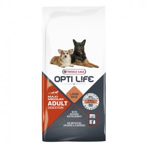 VERSELE-LAGA Opti Life Adult Digestion Medium & Maxi Lamb - trockenfutter für Hunde - 12,5kg