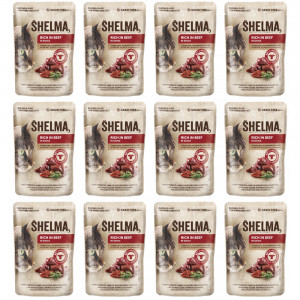 SHELMA Rich in beef in sauce - nassfutter für Katzen - 12x85g