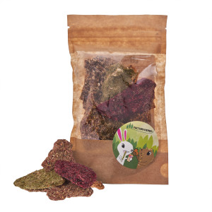 FACTORYHERBS Birkenchips mit Kräutern und Gemüse - Leckerbissen für Nagetiere und Kaninchen - 50g