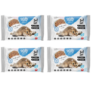 TUF TUF 2x with cod, 2x with trout - nassfutter für Katzen - 4x(4x100g)