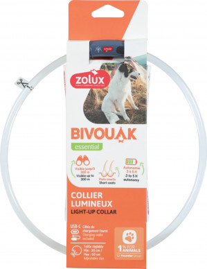 ZOLUX Bivouak LED Silikon transparent rot - Hundehalsband - 30-60 cm