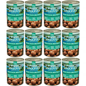 ARQUIVET Frische Fleischbällchen mit Ente, Süßkartoffel und Orange - Nassfutter für Hunde - 12x400g