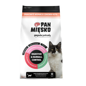 PAN MIĘSKO Digestive & Hairball Control Turkey - trockenfutter für Katzen - 3kg