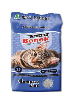 SUPER BENEK COMPACT Katzenstreu Bentonitsplitt Meeresbrise 25 l