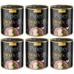 DOLINA NOTECI Piper Hühnerherzen und Spinat - Nassfutter für Hunde - 6x800g