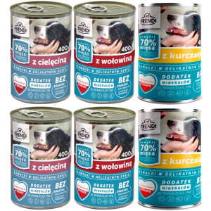 FRENDI Stücke in feiner Soße MIX Geschmacksrichtungen - Nassfutter für Hunde - 6x400g
