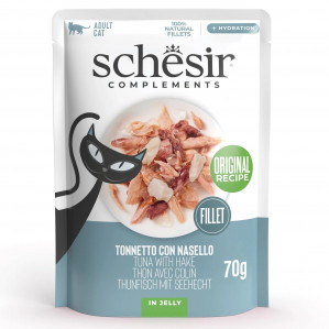 SCHESIR Tuna with hake in jelly - nassfutter für Katzen - 70g