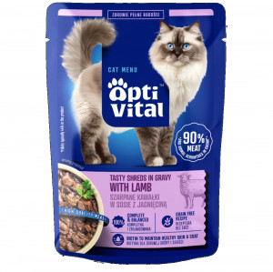 OPTIVITAL Tasty shreds in gravy with lamb - nassfutter für Katzen - 85g