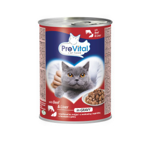 PREVITAL Cat Food mit Rindfleisch und Leber in Soße - Nassfutter für Katzen - 415 g