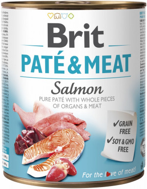 BRIT Paté & Meat mit Lachs - Nassfutter für Hunde - 800g