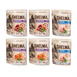 SHELMA Sterilised and Indoor Mix 3 Geschmacksrichtungen - Katzentrockenfutter - 6x750g
