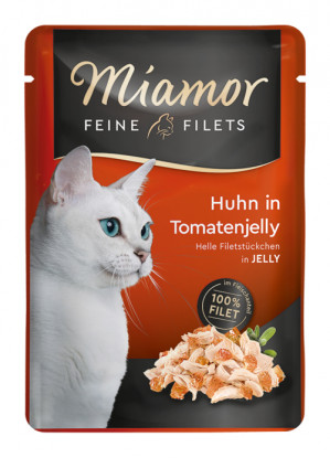 MIAMOR Feine Filets Hähnchen in Tomatengelee - Katzenfutter Nass - 100g
