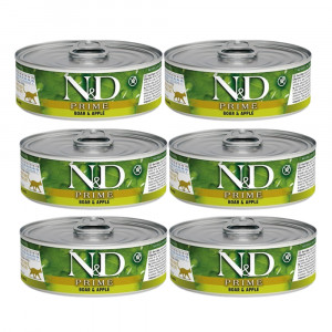 FARMINA N&D Prime Boar & Apple – Nassfutter für Katzen – 6 x 70 g