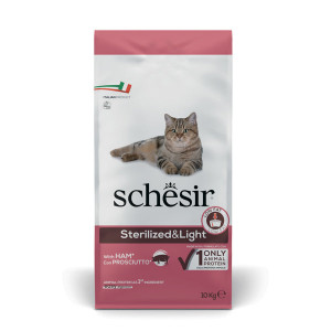 SCHESIR Adult Sterilized & Light with ham - trockenfutter für Katzen - 10kg
