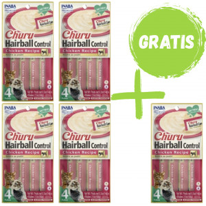 INABA Cat Churu Hairball Chicken - Katzenleckerli - 4x(4x14g) + GRATIS