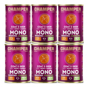 CHAMPER Coat & Skin Monoprotein Lamm – Nassfutter für Hunde – 6×400 g