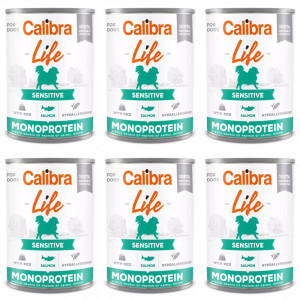 CALIBRA Dog Life Sensitive Lachs mit Reis – Nassfutter für Hunde – 6×400g