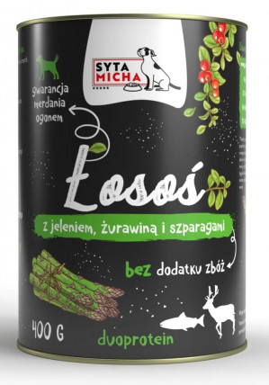 SYTA MICHA Salmon with deer, cranberries and asparagus - nassfutter für Hunde - 400g
