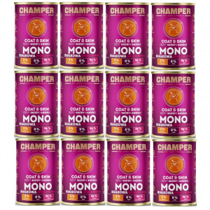 CHAMPER Coat & Skin Monoprotein Rind – Nassfutter für Hunde – 12×400 g