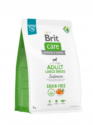 Trockenfutter für ausgewachsene Hunde, große Rassen - BRIT Care Getreidefrei Adult Lachs - 3 kg