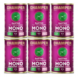 CHAMPER Gastro Monoprotein Lachs – Nassfutter für Hunde – 6×400 g