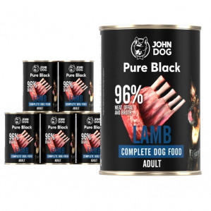 JOHN DOG Pure Black Lamb - Nassfutter für Hunde - 6 x 400g